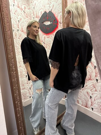 DAMES T-SHIRT ZWART KANT