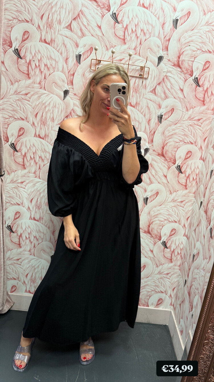 DAMES JURK ZWART MAXI