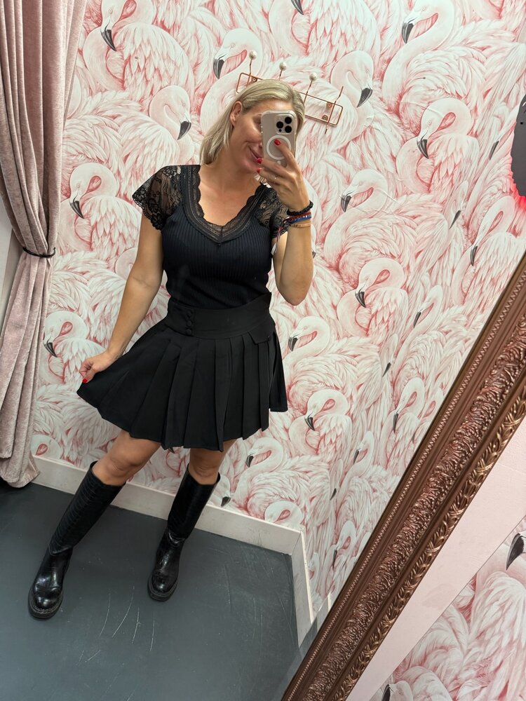 DAMES TOP ZWART KANT