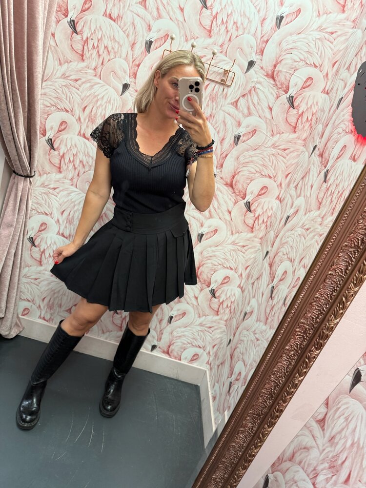 DAMES TOP ZWART KANT