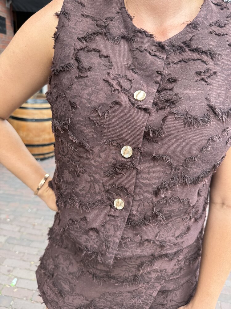 DAMES GILET BRUIN VEERTJES