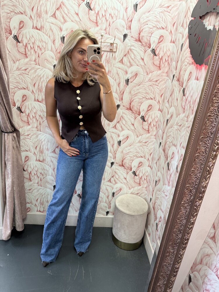 DAMES GILET BRUIN SCHELP