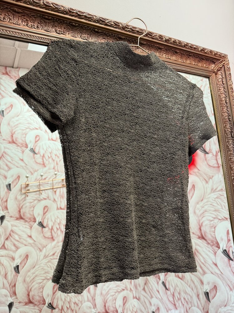 DAMES KANTEN TOP BRUIN