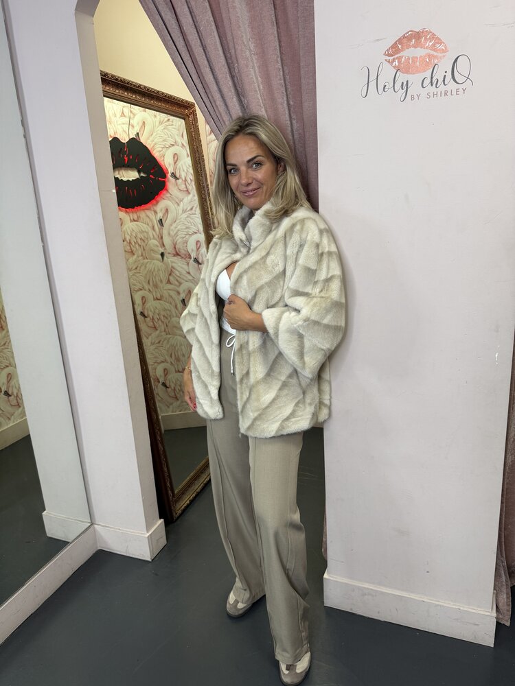 DAMES FAUX FUR JAS BEIGE