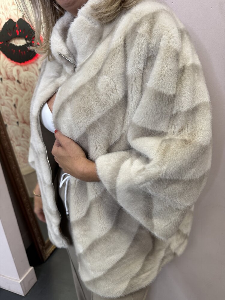 DAMES FAUX FUR JAS BEIGE