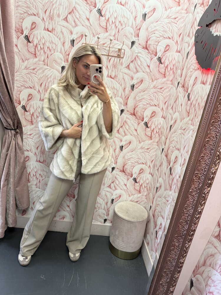 DAMES FAUX FUR JAS BEIGE