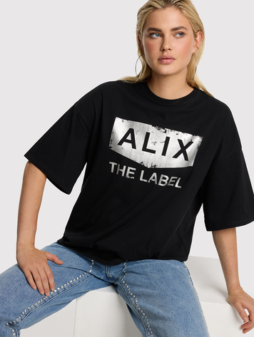 ALIX THE LABEL ALIX FOIL PRINT T-SHIRT