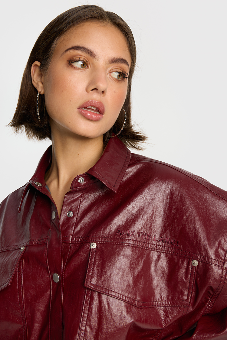 ALIX FAUX LEATHER BLOUSE