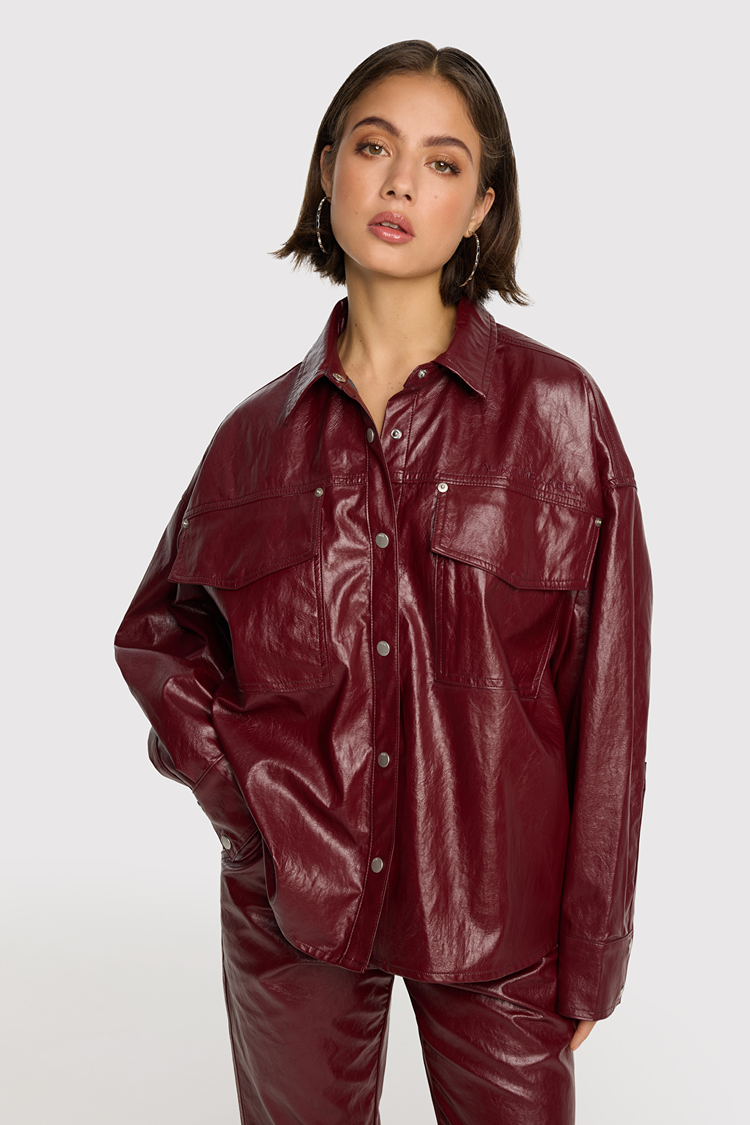 ALIX FAUX LEATHER BLOUSE