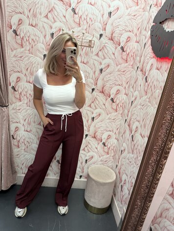 DAMES PANTALON BORDEAUX BAND