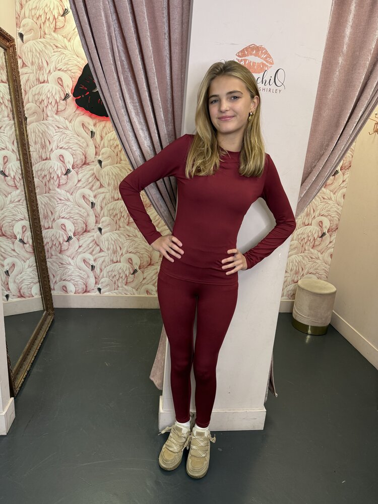 DAMES TOP BORDEAUX RONDE HALS