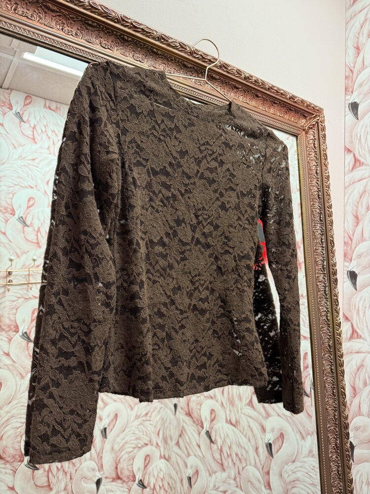 DAMES TOP BLOEMEN BRUIN