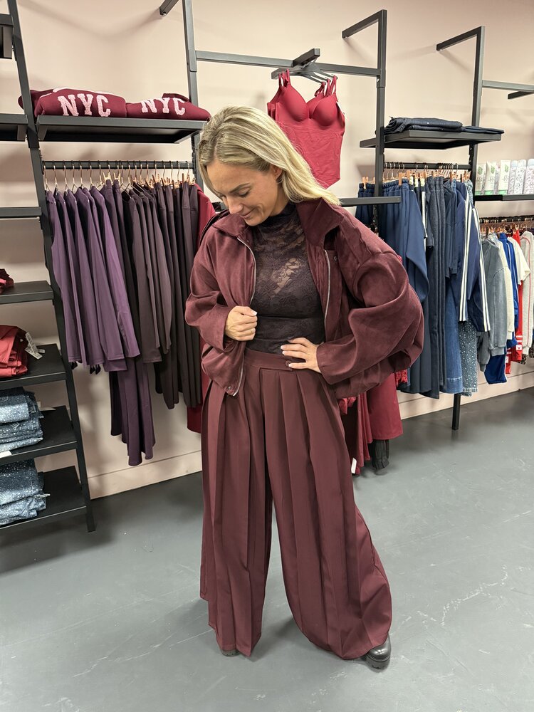 DAMES PANTALON PLOOI BORDEAUX