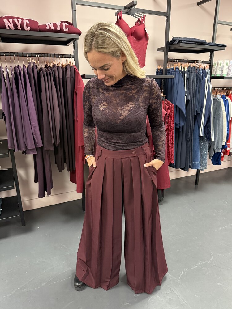 DAMES PANTALON PLOOI BORDEAUX