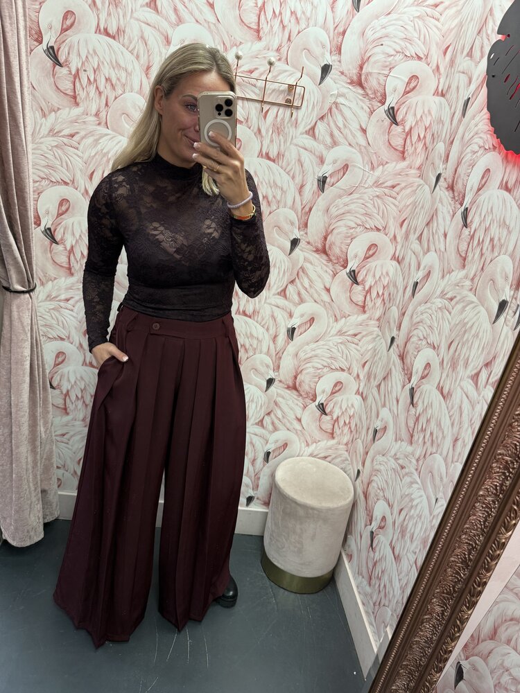 DAMES PANTALON PLOOI BORDEAUX