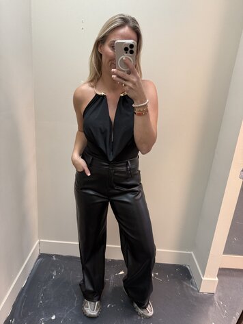 DAMES PU PANTS ZWART