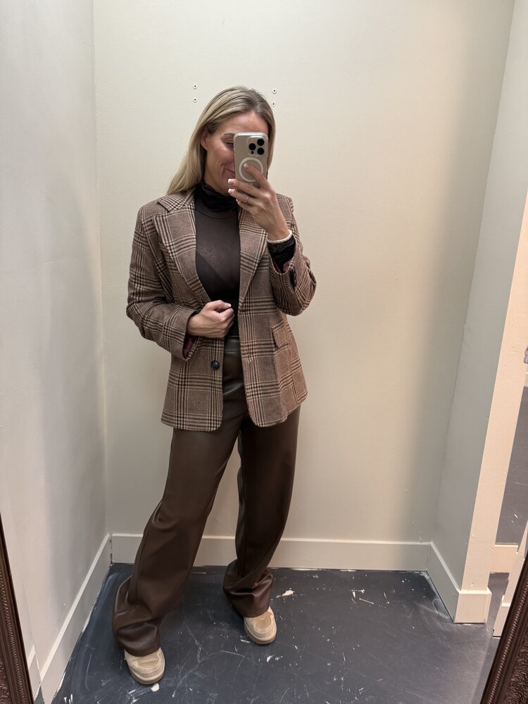 DAMES PU PANTS BROWN