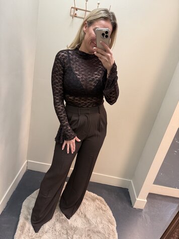 DAMES TOP KANT BRUIN