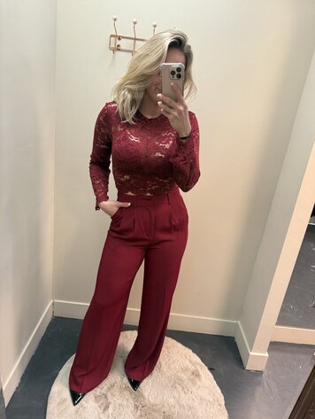 DAMES PANTALON BORDEAUX ROOD