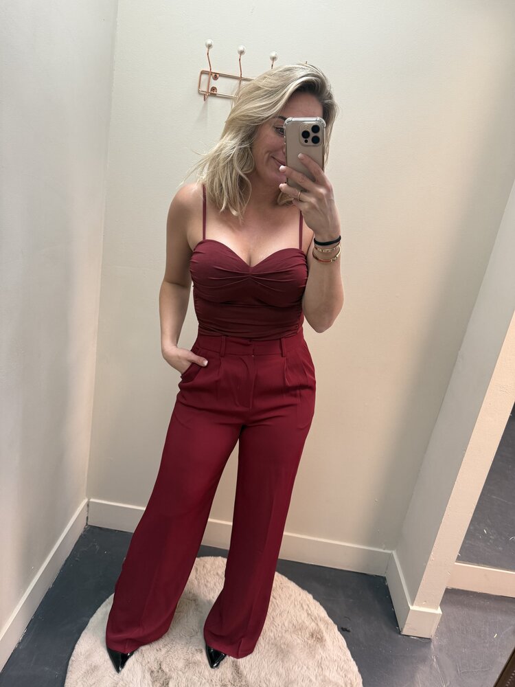 DAMES PANTALON BORDEAUX ROOD