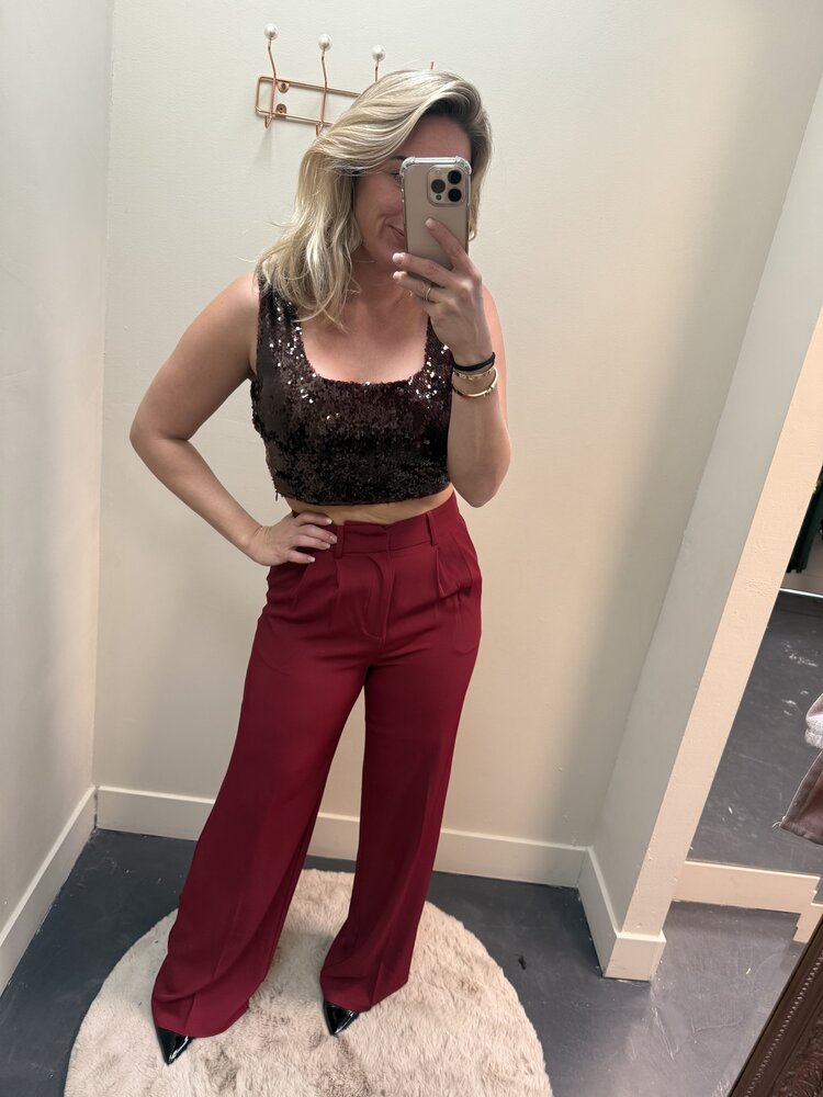 DAMES PANTALON BORDEAUX ROOD