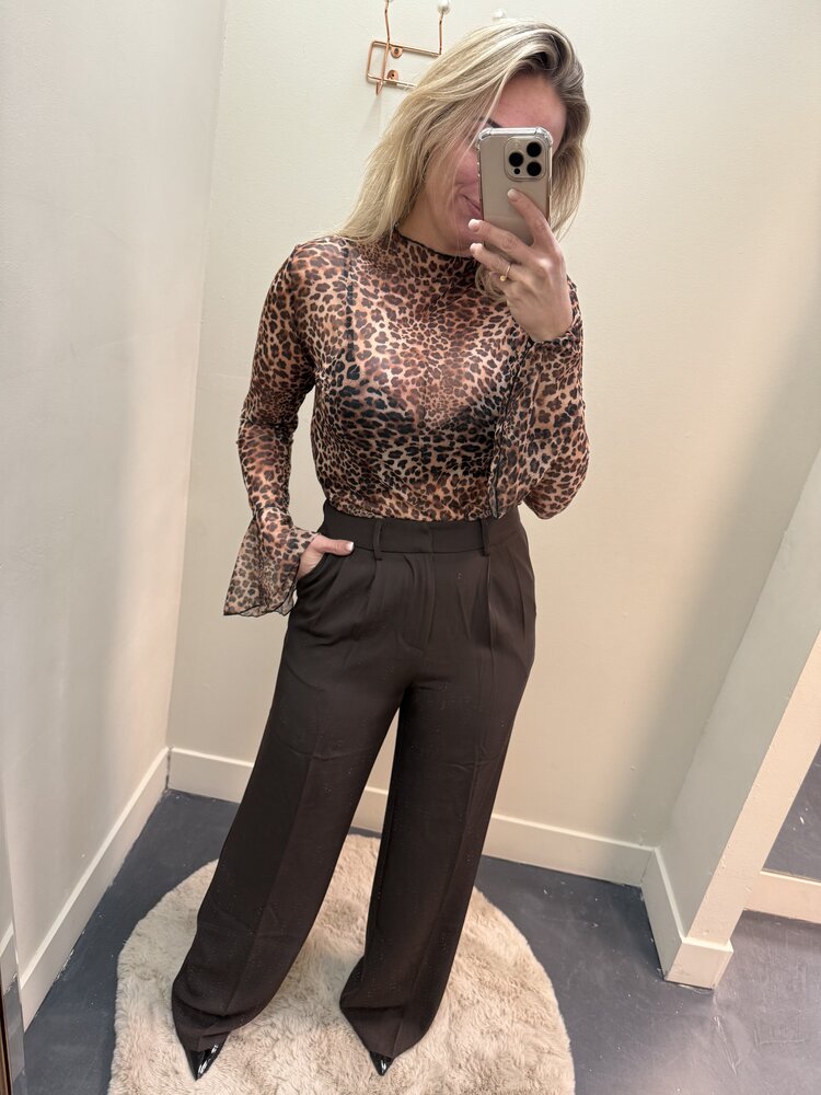 DAMES MESH TOP LEOPARD