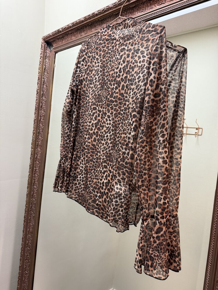 DAMES MESH TOP LEOPARD