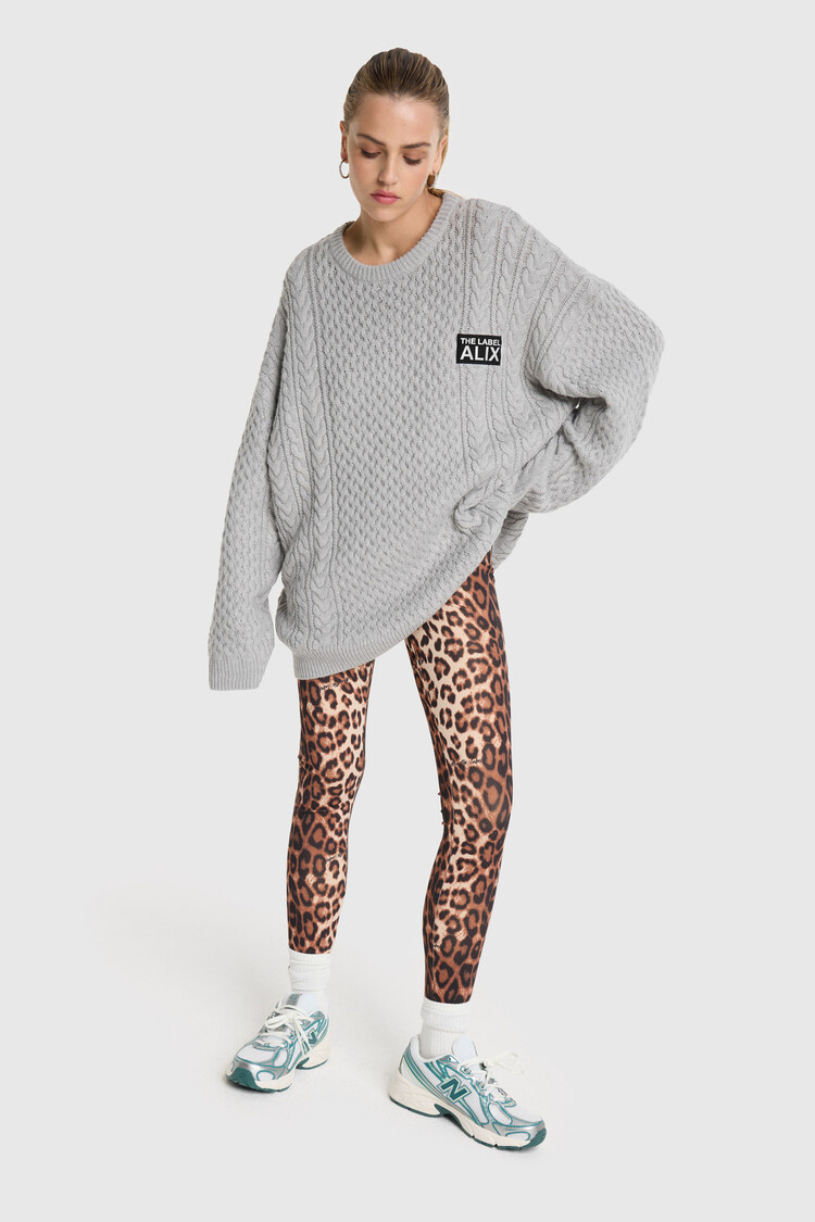 ALIX THE LABEL ALIX KNITTED LEOPARD LEGGING