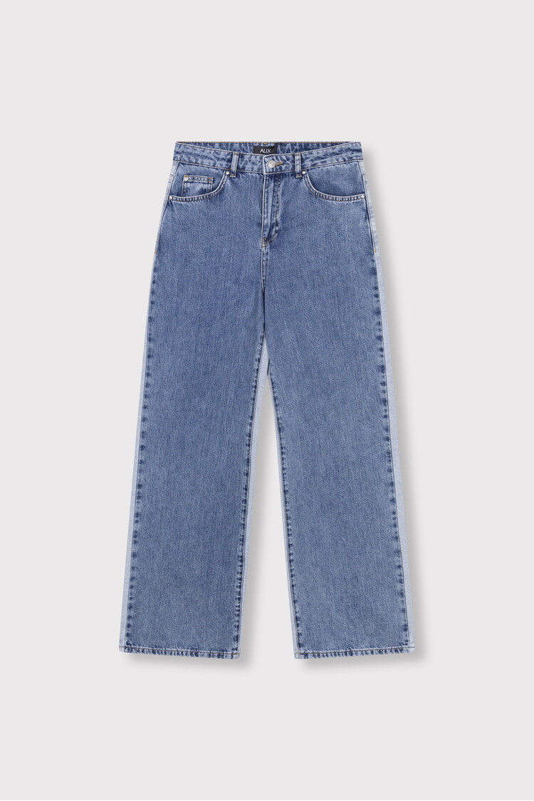 ALIX WOVEN MIX DENIM PANTS