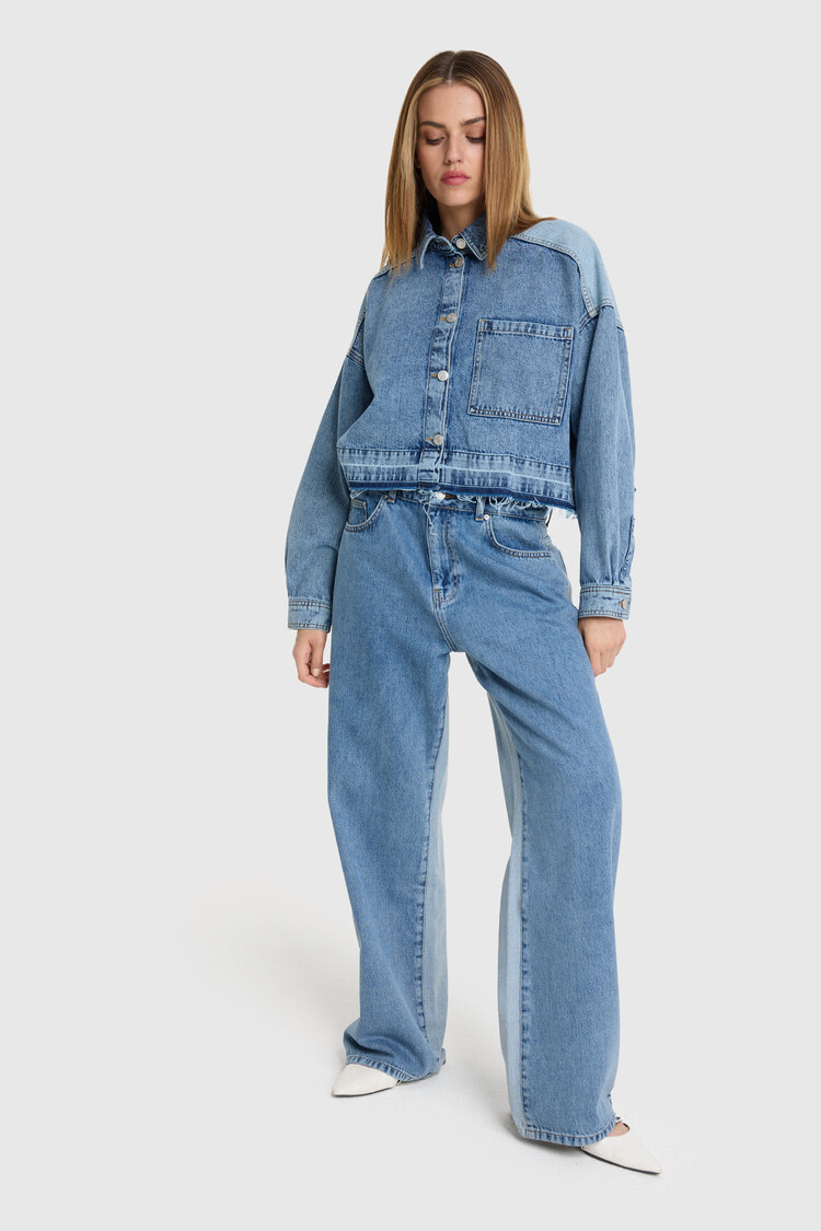 ALIX WOVEN MIX DENIM PANTS