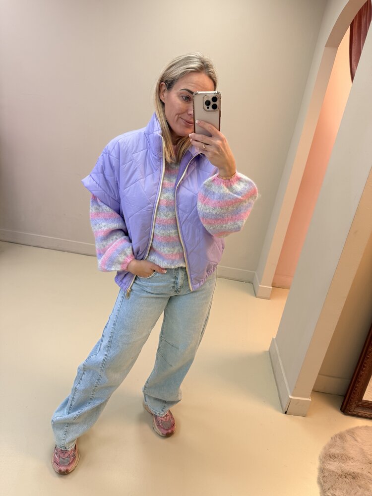 DAMES KNIT PAARS ROZE GESTREEPT