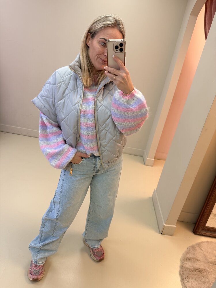 DAMES KNIT PAARS ROZE GESTREEPT