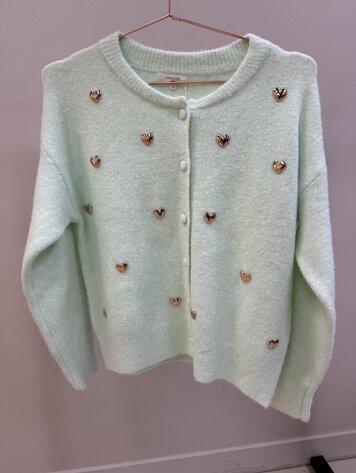DAMES VEST HARTJE MINT