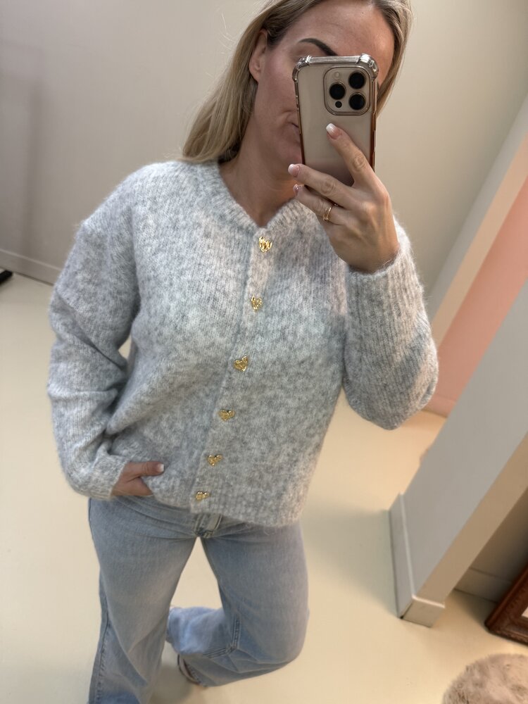 DAMES VEST HARTJE GRIJS