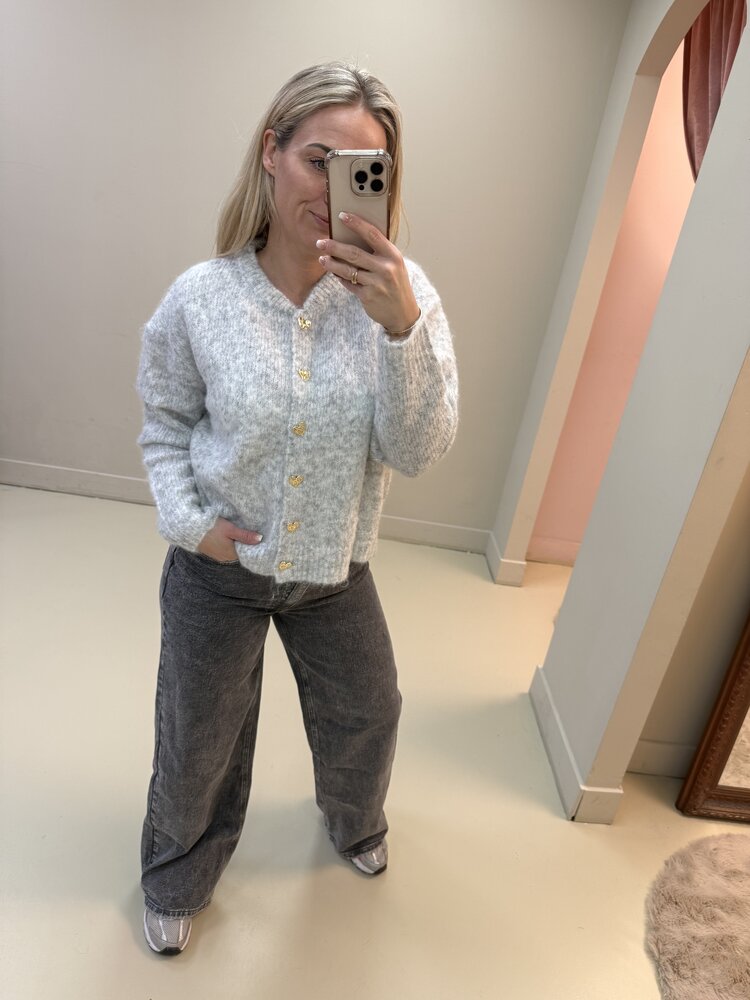 DAMES VEST HARTJE GRIJS