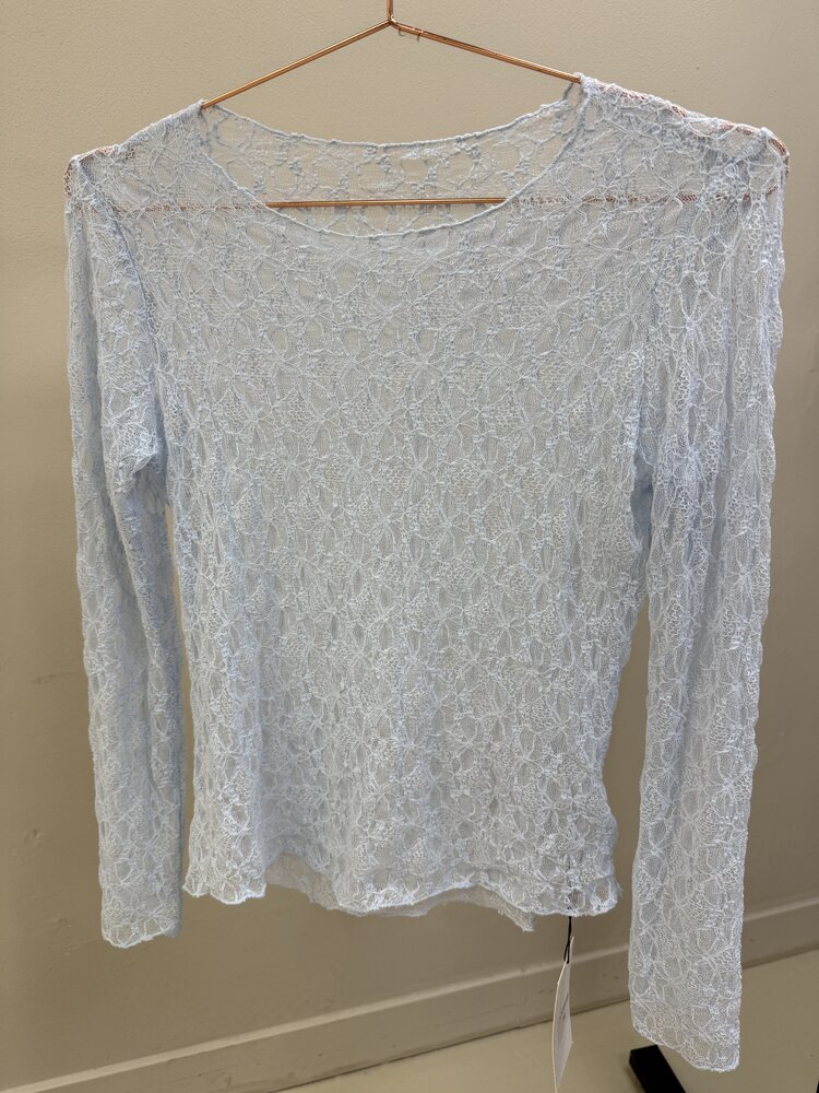 DAMES TOP KANT BLAUW