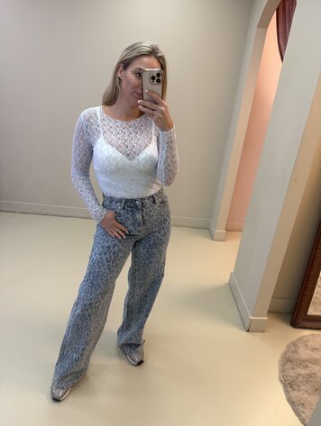 DAMES TOP KANT BLAUW