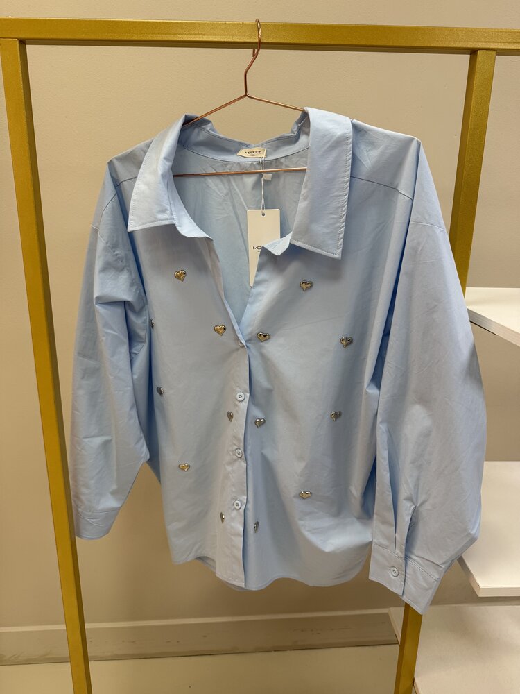 DAMES BLOUSE HARTJES BLAUW