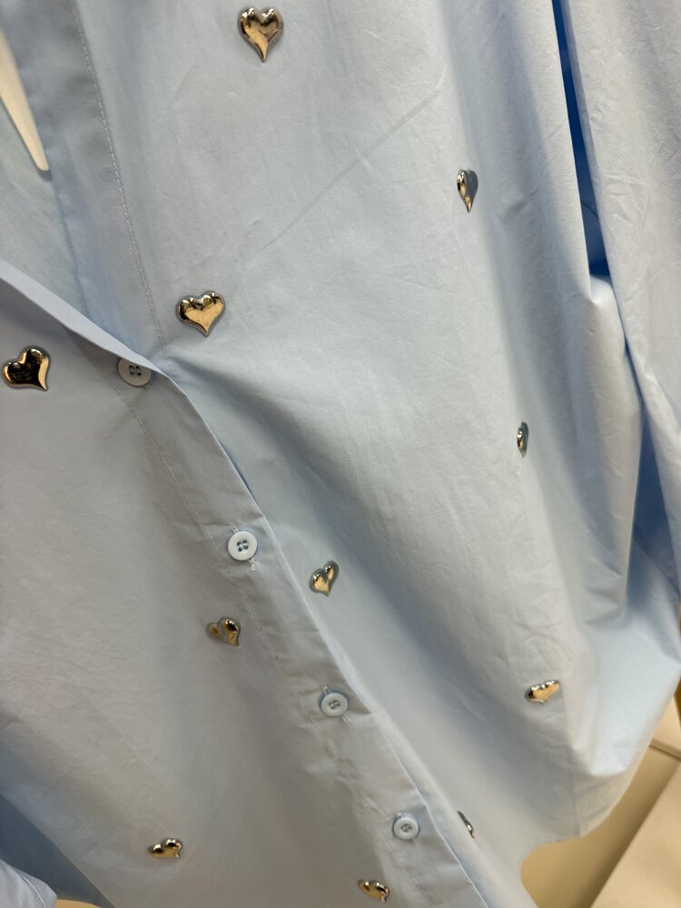 DAMES BLOUSE HARTJES BLAUW