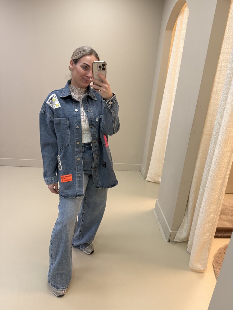 DAMES BLOUSE DENIM PATCH