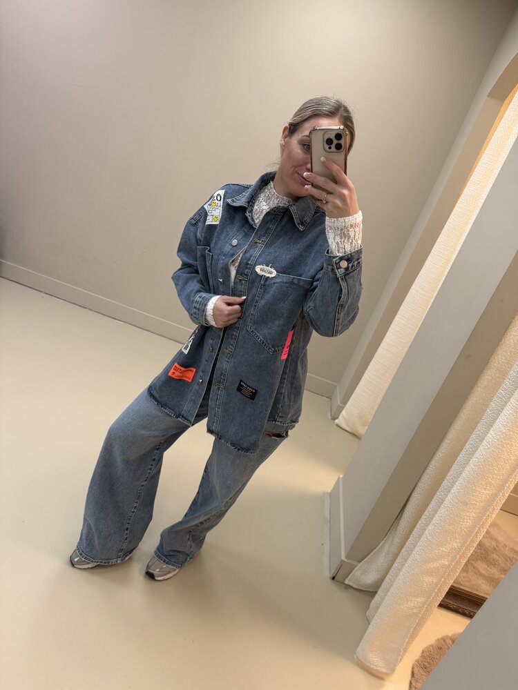 DAMES BLOUSE DENIM PATCH