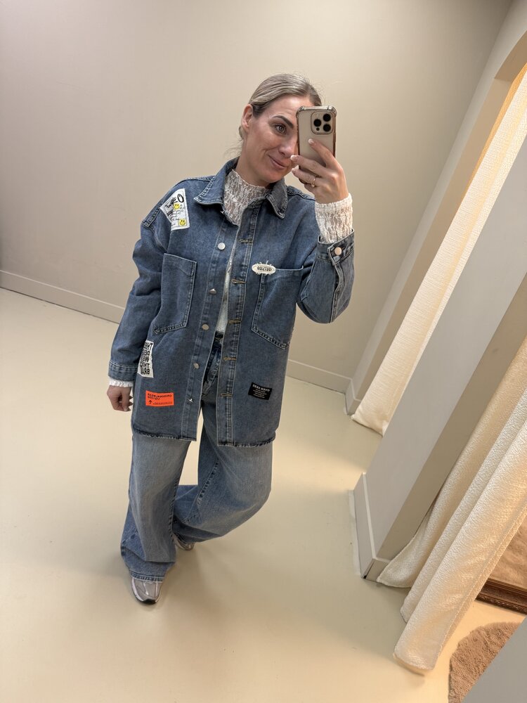 DAMES BLOUSE DENIM PATCH