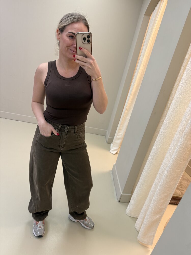 DAMES BALLOON JEANS BRUN