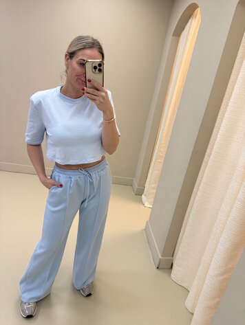 DAMES CROPPED T-SHIRT LICHT BLAUW