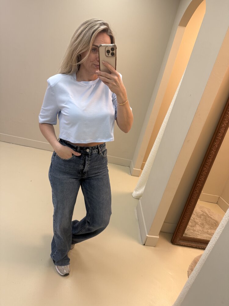 DAMES CROPPED T-SHIRT LICHT BLAUW