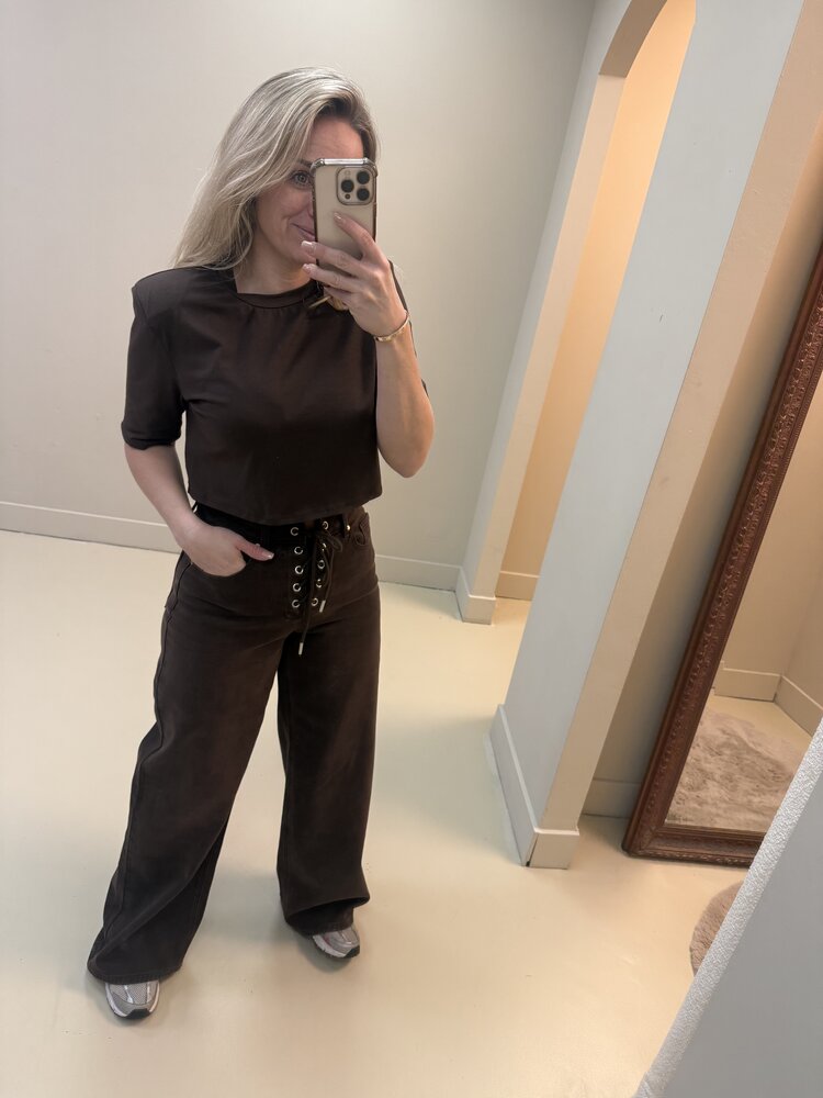 DAMES CROPPED T-SHIRT BRUIN