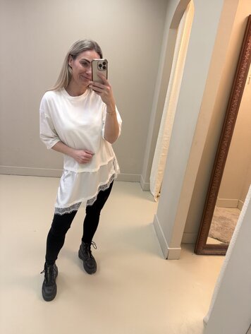 DAMES T-SHIRT KANT LANG WIT