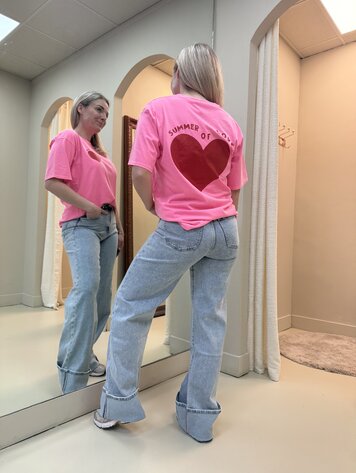 DAMES T-SHIRT SUMMER OF LOVE PINK