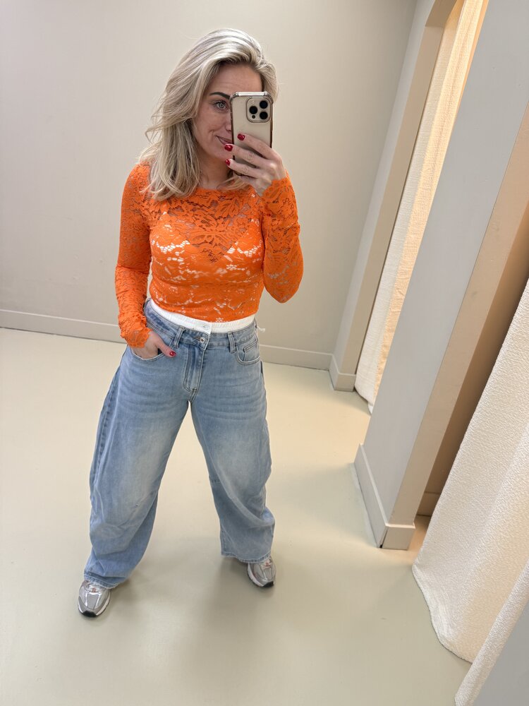 DAMES KANTEN TOP ORANJE