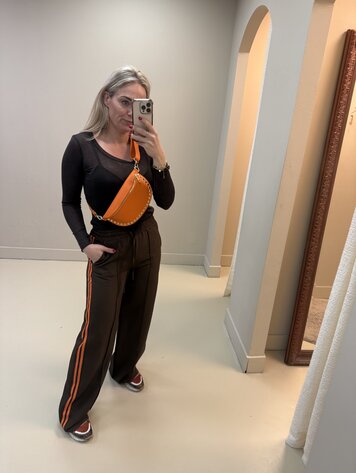 DAMES PANTS BRUIN/ORANJE